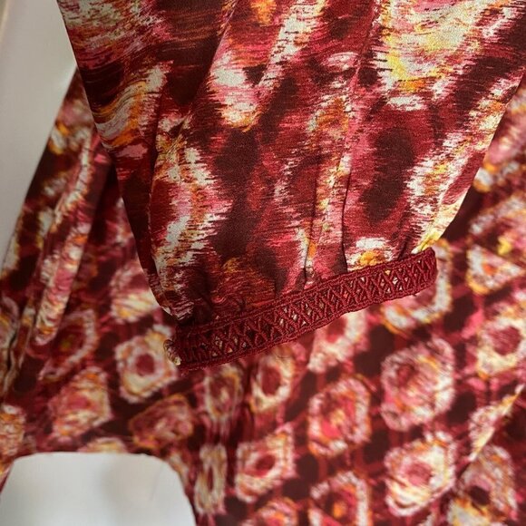 Zac and Rachel Burgundy and White Popover Blouse Size Medium - Picture 6 of 10